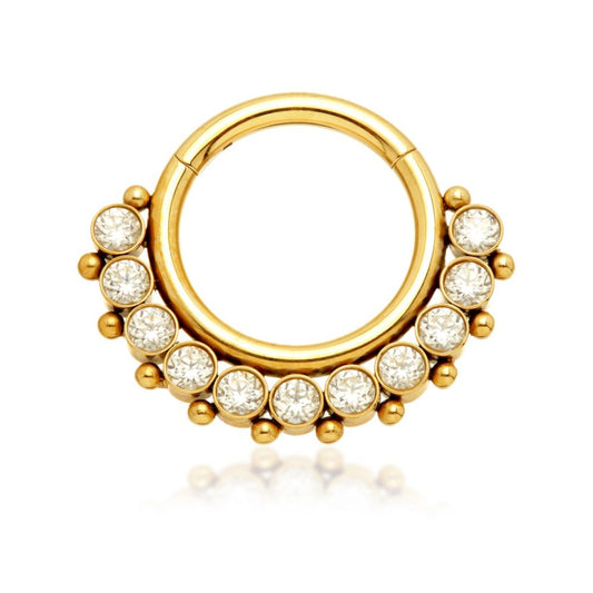 Zircon gold titanium Septum/Daith ring - Pic&Mix The Body Jewellery Shop