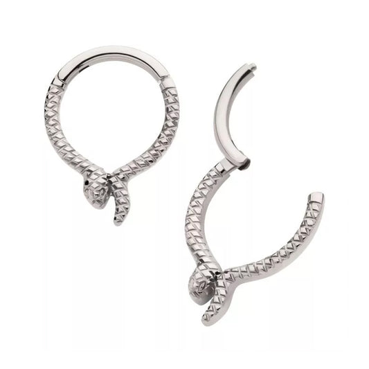 Septum ring - hinged titanium 1.2x8mm snake ring - Pic&Mix The Body Jewellery Shop
