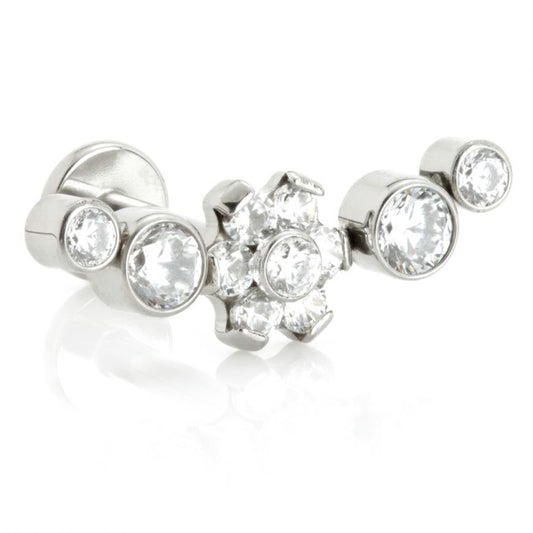 Cartilage jewellery - Bezel cluster flower - Pic&Mix The Body Jewellery Shop