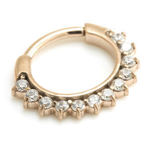 Septum Clicker 1.2x8mm  Rose steel with clear crystals - Pic&Mix The Body Jewellery Shop