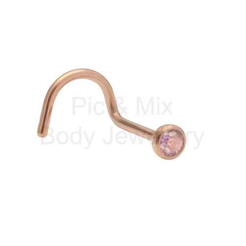 Titanium Rose Gold Coloured Crystal Nose Screw