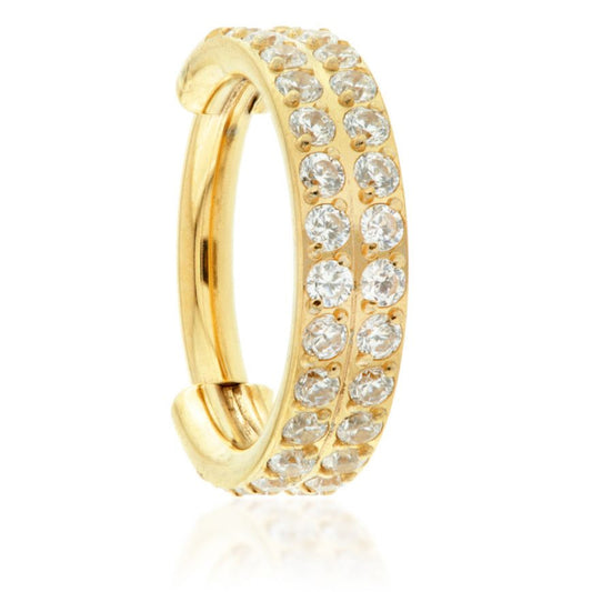 Yellow gold coloured Titanium 1.2x10mm hinged ring - Pic&Mix The Body Jewellery Shop