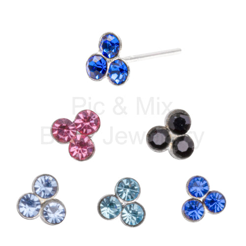 Sterling silver Cluster nose stud