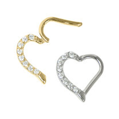 Gold Plate or silver heart Daith ring - Pic&Mix The Body Jewellery Shop