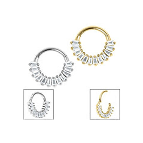 Septum Clicker Multi gem Baguette hinged clicker - Pic&Mix The Body Jewellery Shop