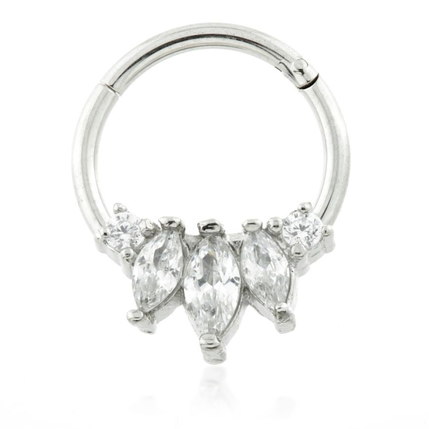Titanium Marquise Gem ring 1.2x8mm - Pic&Mix The Body Jewellery Shop