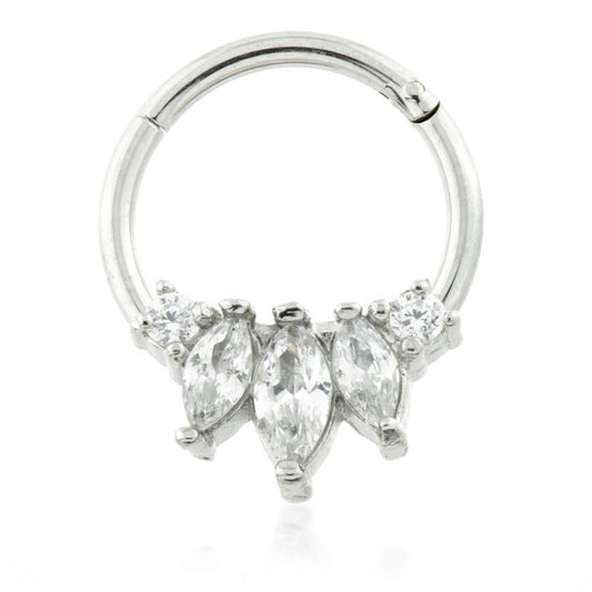 Titanium Marquise Gem ring 1.2x8mm - Pic&Mix The Body Jewellery Shop