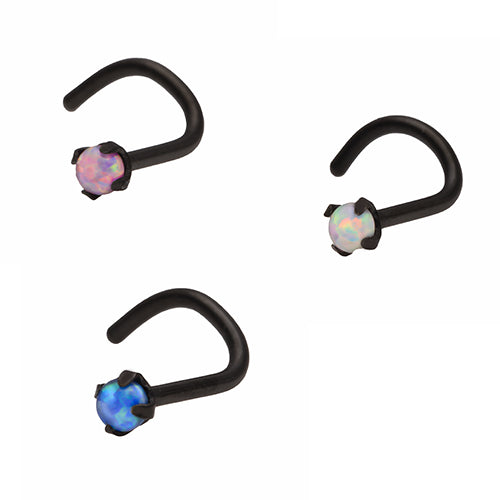 Nose Screw - Black Synthetic Opal - Pic&Mix The Body Jewellery Shop