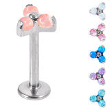 Labret - TitaniumTri-Ball with synthetic opal inlays - Pic&Mix The Body Jewellery Shop