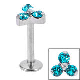 Labret bar - Tri ball crystals - Pic&Mix The Body Jewellery Shop