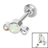 Labret bar - synthetic opal and cz mix - Pic&Mix The Body Jewellery Shop
