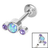 Labret bar - synthetic opal and cz mix - Pic&Mix The Body Jewellery Shop