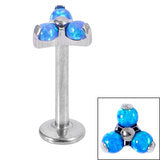 Labret - TitaniumTri-Ball with synthetic opal inlays - Pic&Mix The Body Jewellery Shop