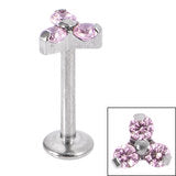 Labret bar - Tri ball crystals - Pic&Mix The Body Jewellery Shop