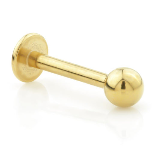 PVD gold plated external thread labret bar 1.2x6 or 8mm - Pic&Mix The Body Jewellery Shop