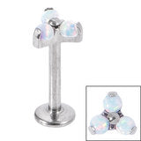 Labret - TitaniumTri-Ball with synthetic opal inlays - Pic&Mix The Body Jewellery Shop