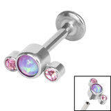Labret bar - synthetic opal and cz mix - Pic&Mix The Body Jewellery Shop