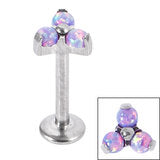 Labret - TitaniumTri-Ball with synthetic opal inlays - Pic&Mix The Body Jewellery Shop