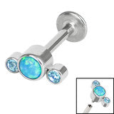 Labret bar - synthetic opal and cz mix - Pic&Mix The Body Jewellery Shop