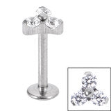 Labret bar - Tri ball crystals - Pic&Mix The Body Jewellery Shop