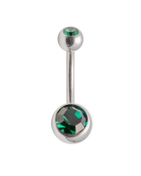 Double Gem belly bar - 1.6 x 6mm