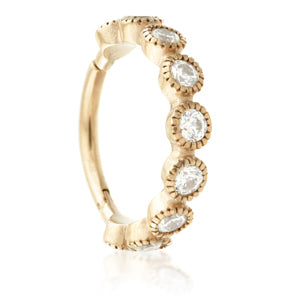 Rose 316L steel hinged ring with crystals all around - Pic&Mix The Body Jewellery Shop