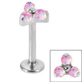 Labret - TitaniumTri-Ball with synthetic opal inlays - Pic&Mix The Body Jewellery Shop