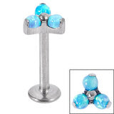 Labret - TitaniumTri-Ball with synthetic opal inlays - Pic&Mix The Body Jewellery Shop