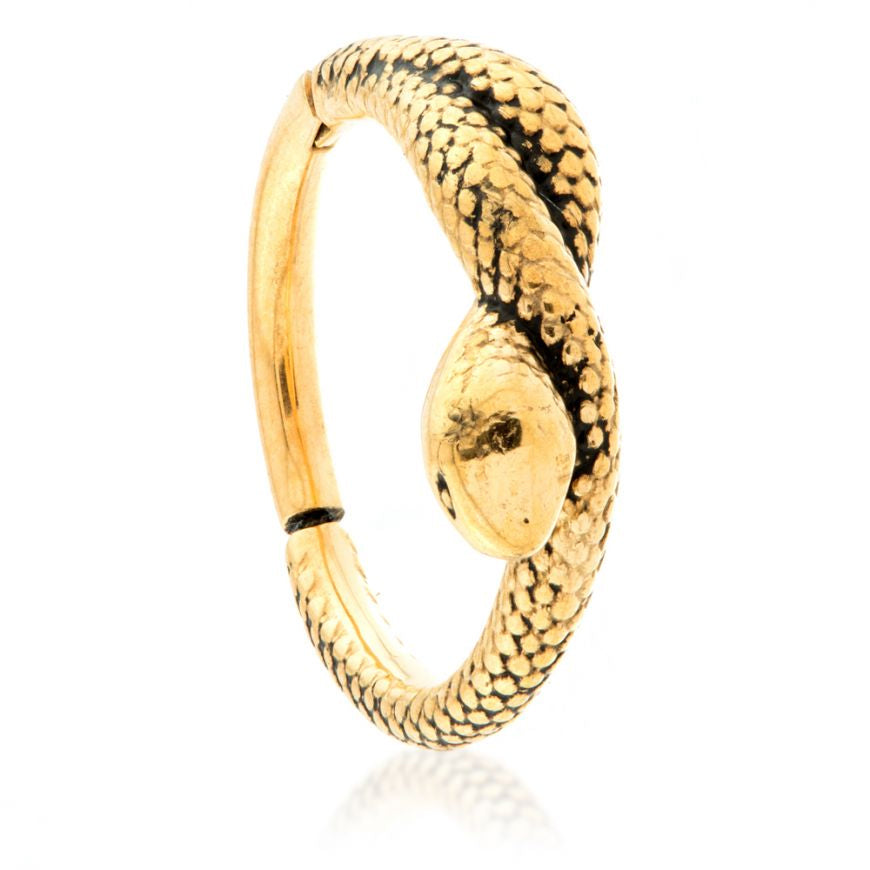 Gold PVD or steel hinged snake ring 1.2mm - Pic&Mix The Body Jewellery Shop