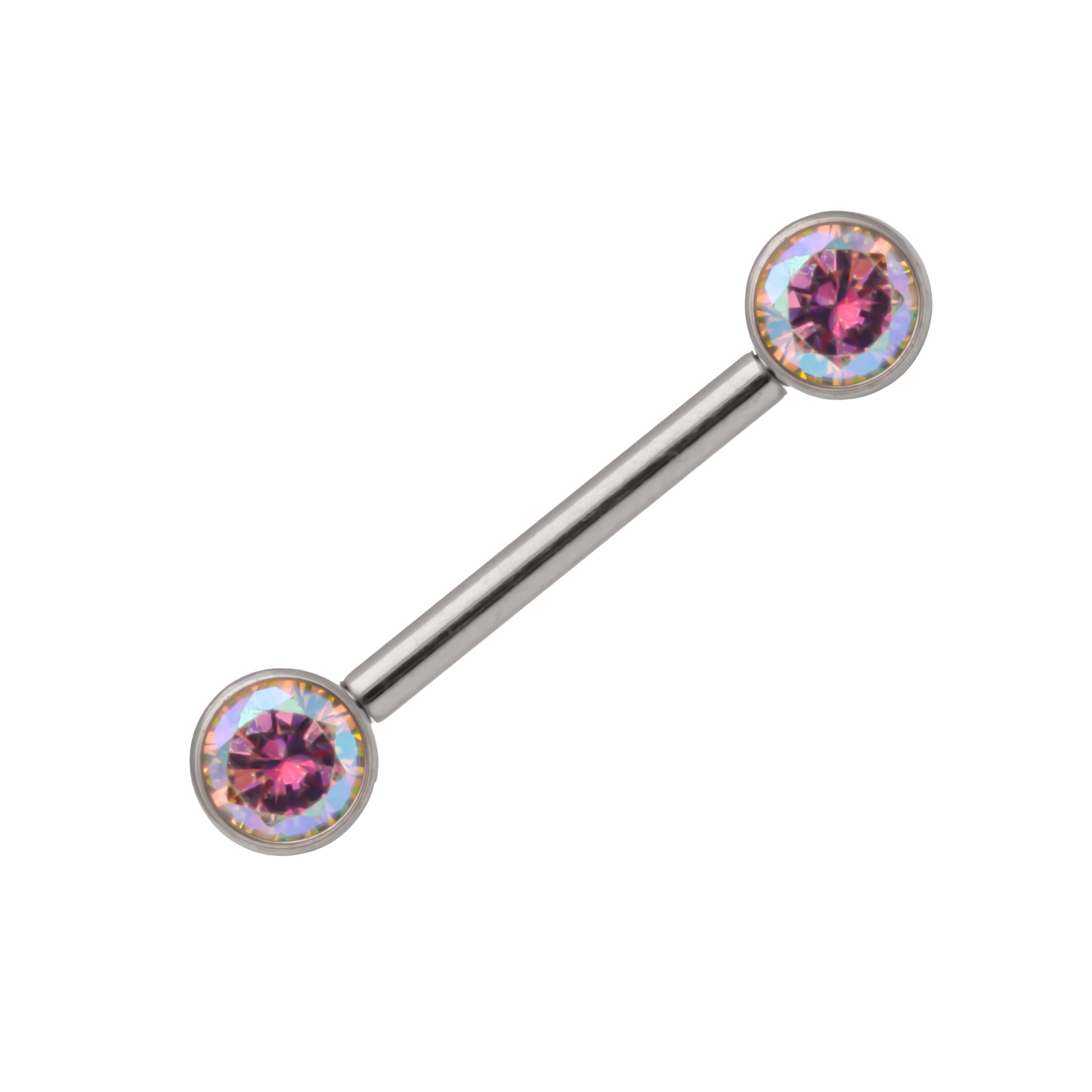 Nipple Bar- 1.6x12-16mm assorted crystals - Pic&Mix The Body Jewellery Shop