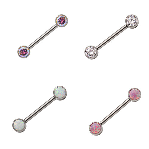 Nipple Bar- 1.6x12-16mm assorted crystals - Pic&Mix The Body Jewellery Shop