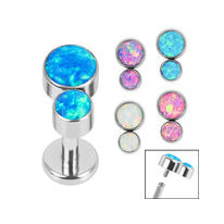 Titanium Labret with synthetic opal double drop - Pic&Mix The Body Jewellery Shop