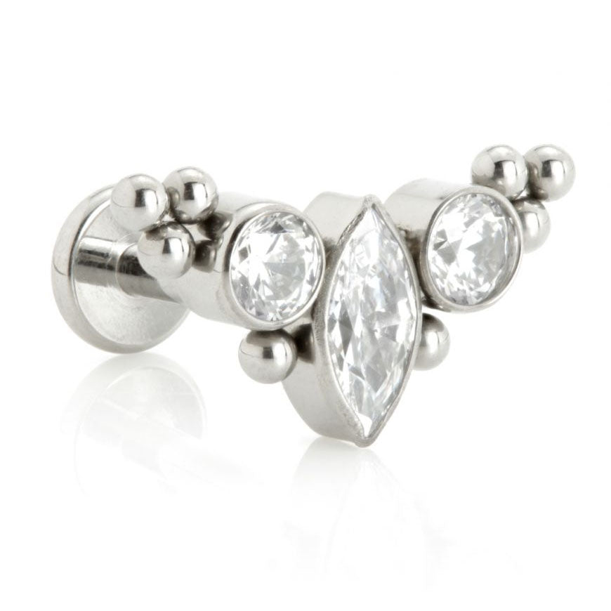 Cartilage jewellery - Marquise crescent/tri beads - Pic&Mix The Body Jewellery Shop