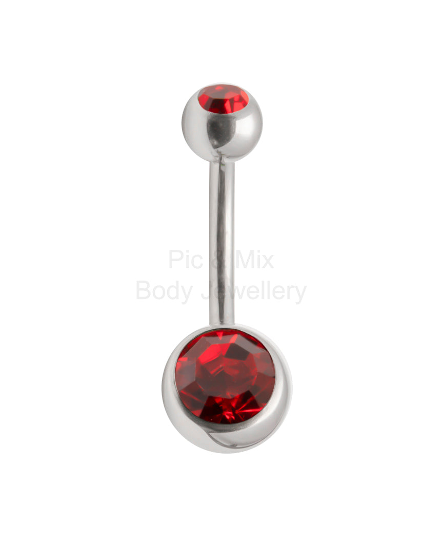 Double Gem belly bar - 1.6 x 6mm - Pic&Mix The Body Jewellery Shop