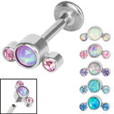 Labret bar - synthetic opal and cz mix - Pic&Mix The Body Jewellery Shop