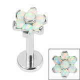 Labret bar - Flower with synthetic opal stones - Pic&Mix The Body Jewellery Shop