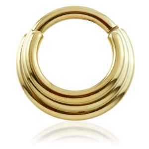 24k Gold plated Hinged Titanium Septum ring, 1.2x8