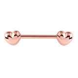 Nipple Bar- 1.6x14mm Silver or Rose Gold Steel Hearts