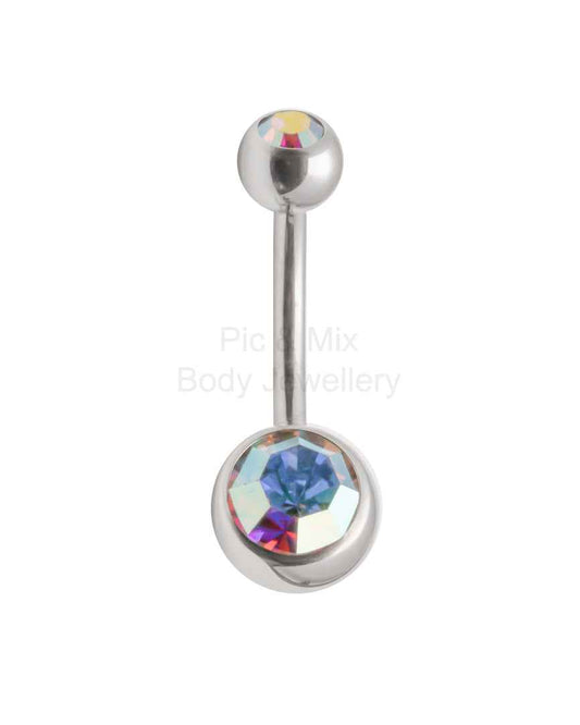 Double Gem belly bar - 1.6 x 12mm