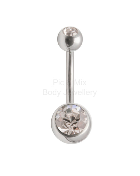 Double Gem belly bar - 1.6 x 6mm