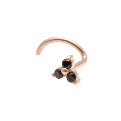 Titanium Rose Gold Coloured Trinity Crystal Nose Screw - Pic&Mix The Body Jewellery Shop