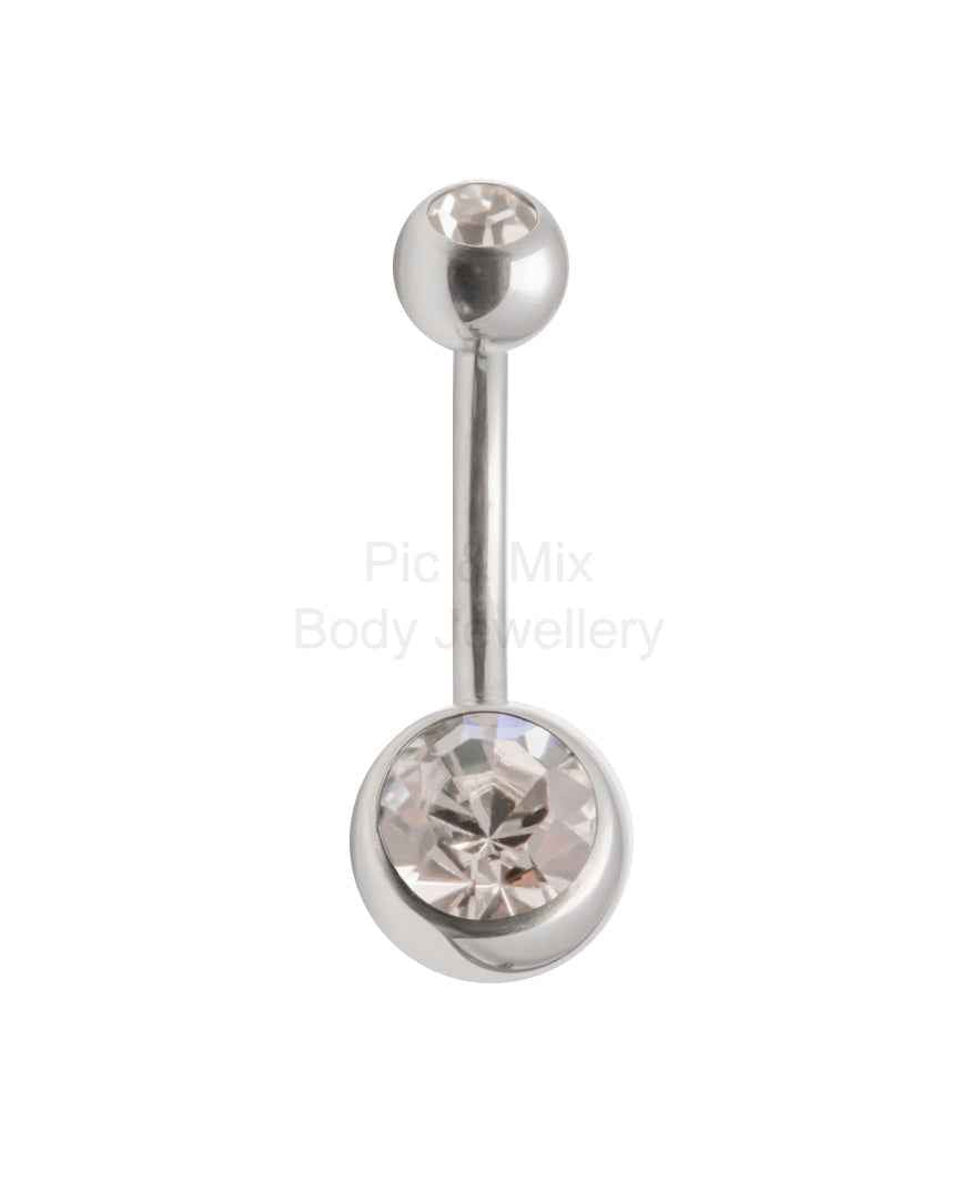 Double Gem belly bar - 1.6 x 12mm