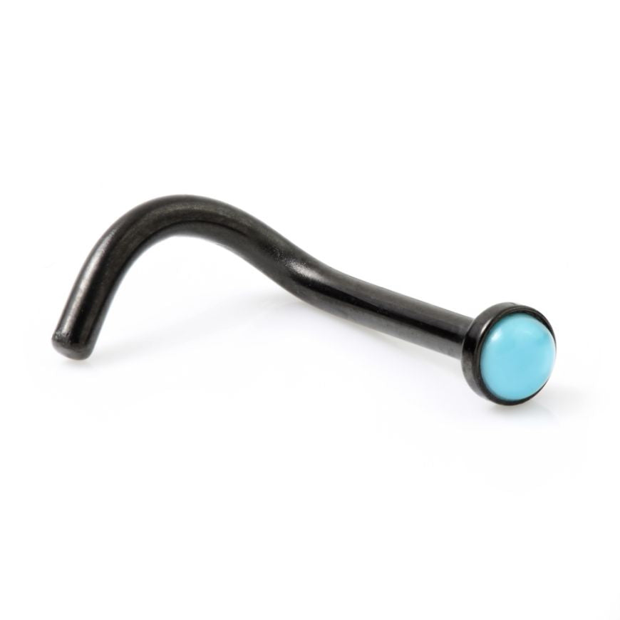 316L surgical steel Nose Screw -black/turquoise, rose/ turquoise - Pic&Mix The Body Jewellery Shop