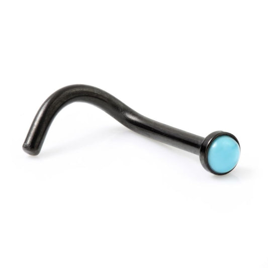 316L surgical steel Nose Screw -black/turquoise, rose/ turquoise - Pic&Mix The Body Jewellery Shop
