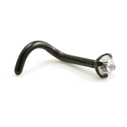 Black plated steel CZ Nose Screw - Pic&Mix The Body Jewellery Shop
