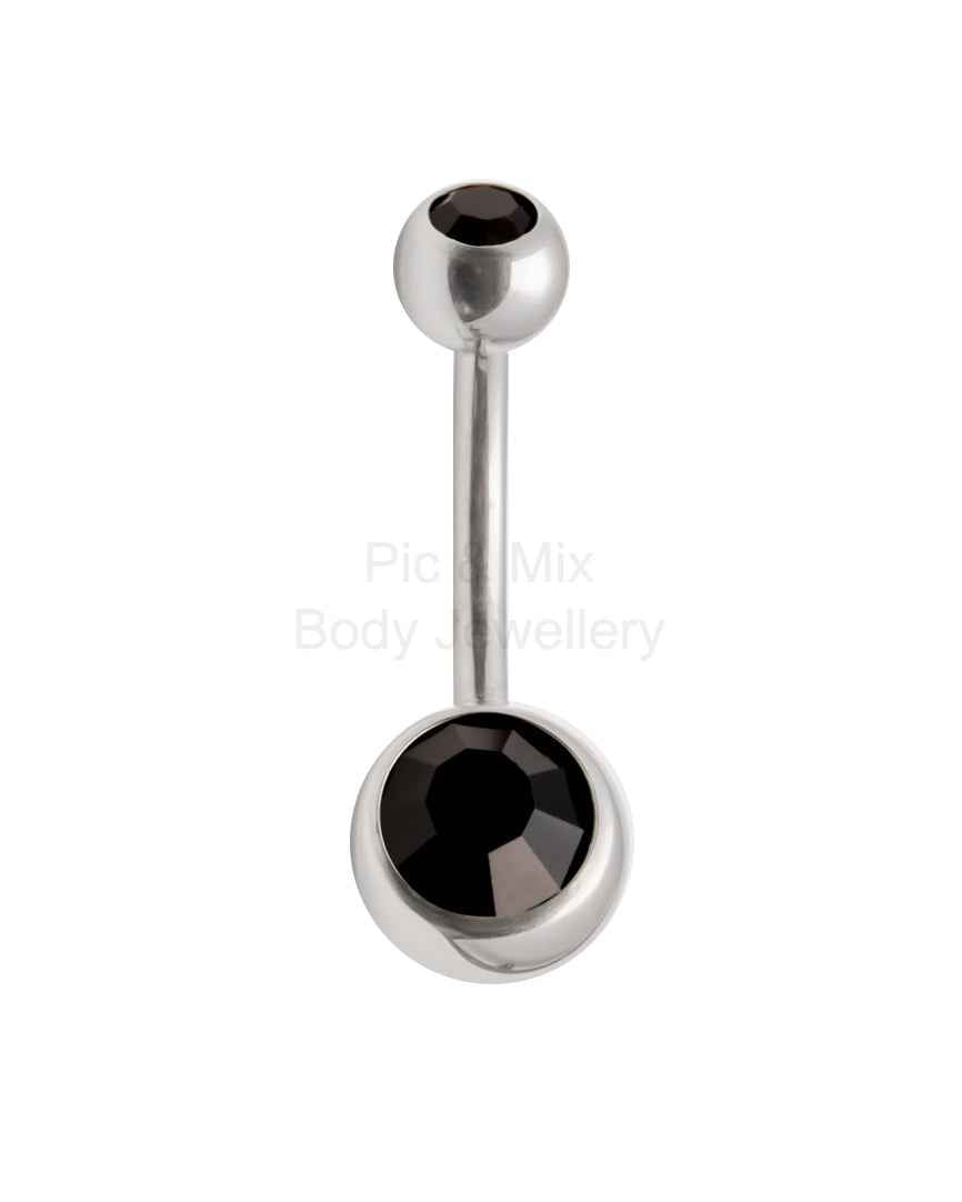 Double Gem belly bar - 1.6 x 12mm