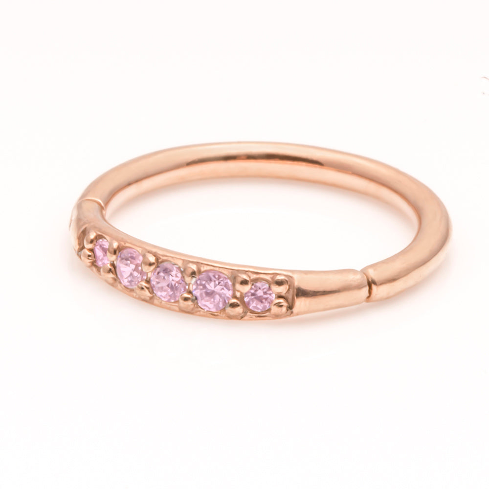 Rose gold coloured hinged ring with crystal gems - Pic&Mix The Body Jewellery Shop