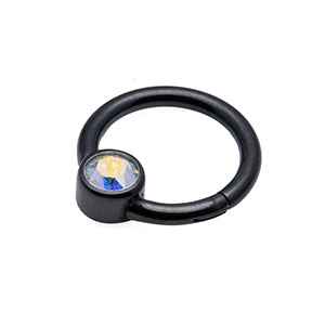 Black steel hinged Septum/Daith  Ring - 1.2x8mm