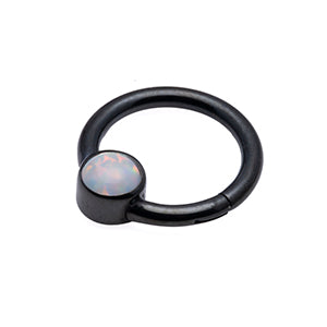 Black steel hinged Septum/Daith  Ring - 1.2x8mm