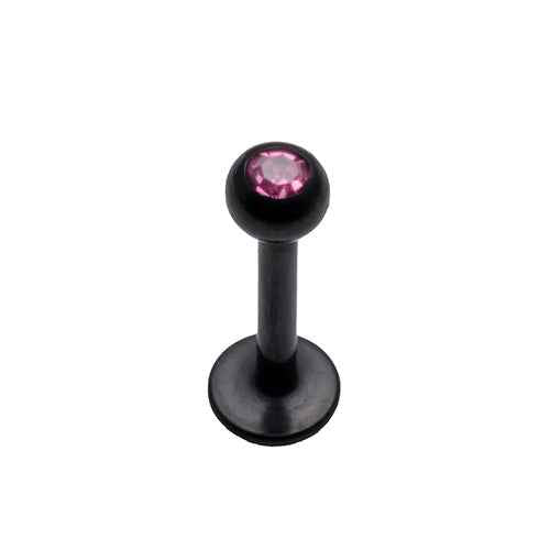 Black steel Labret bar, 1.2x8mm assorted colours